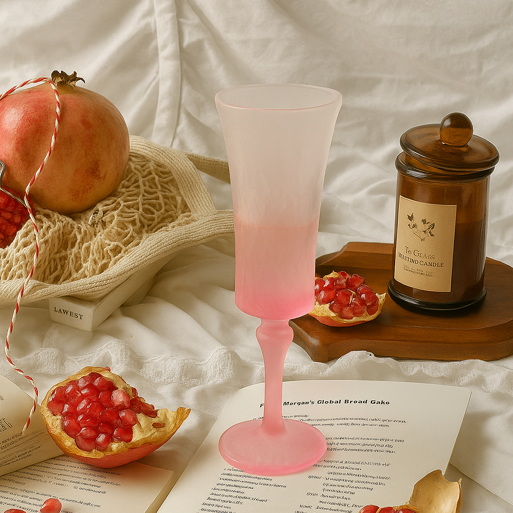 💗Alice Rosy Gradient Frosted Stemmed Glass