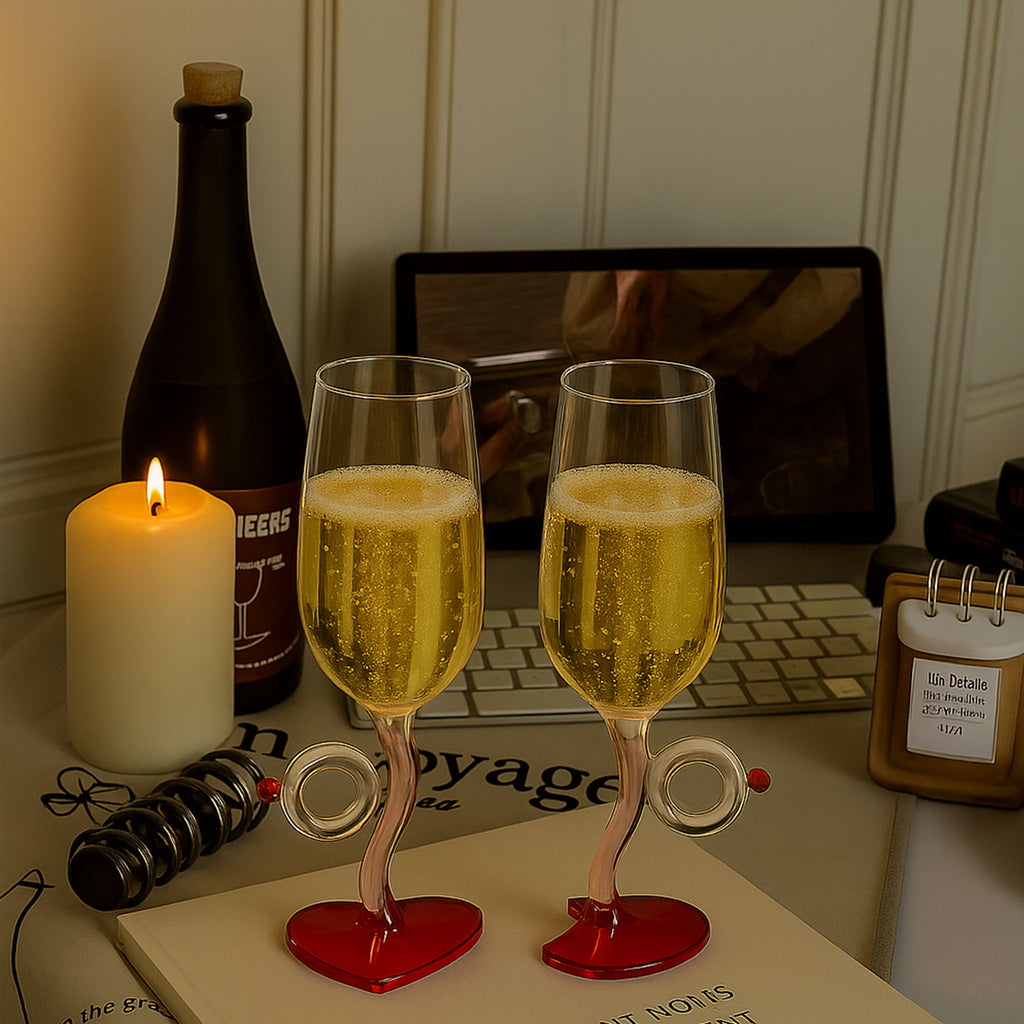 💞 Heart to Heart Glasses (Ring Handle · Heart Base)