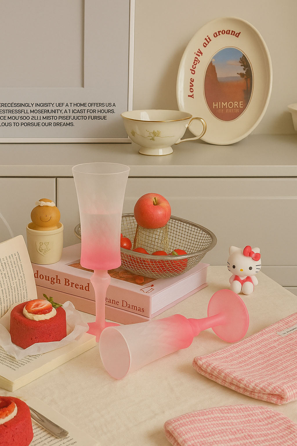 💗Alice Rosy Gradient Frosted Stemmed Glass