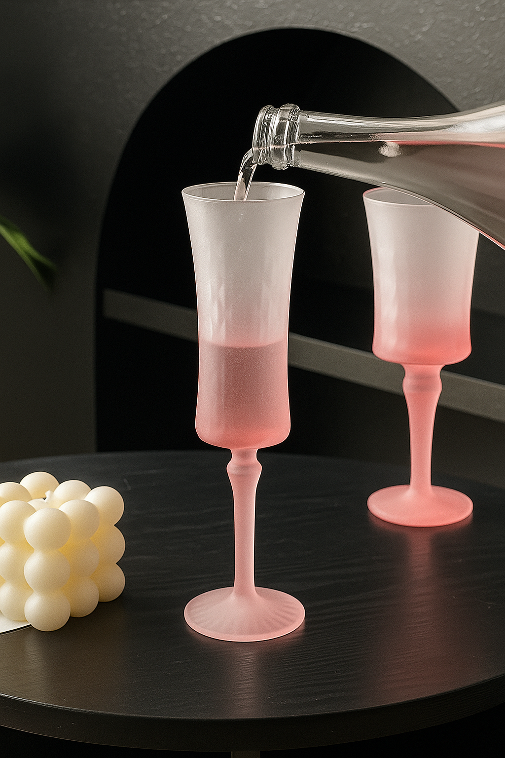 💗Alice Rosy Gradient Frosted Stemmed Glass